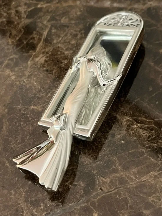 Whimsical Silver Broach - Elegant Lady Looking Into a Mirror - Unique! - Picture 5 of 7